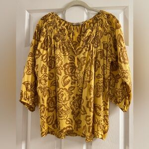 Tucker silk floral shirt size P yellow & brown